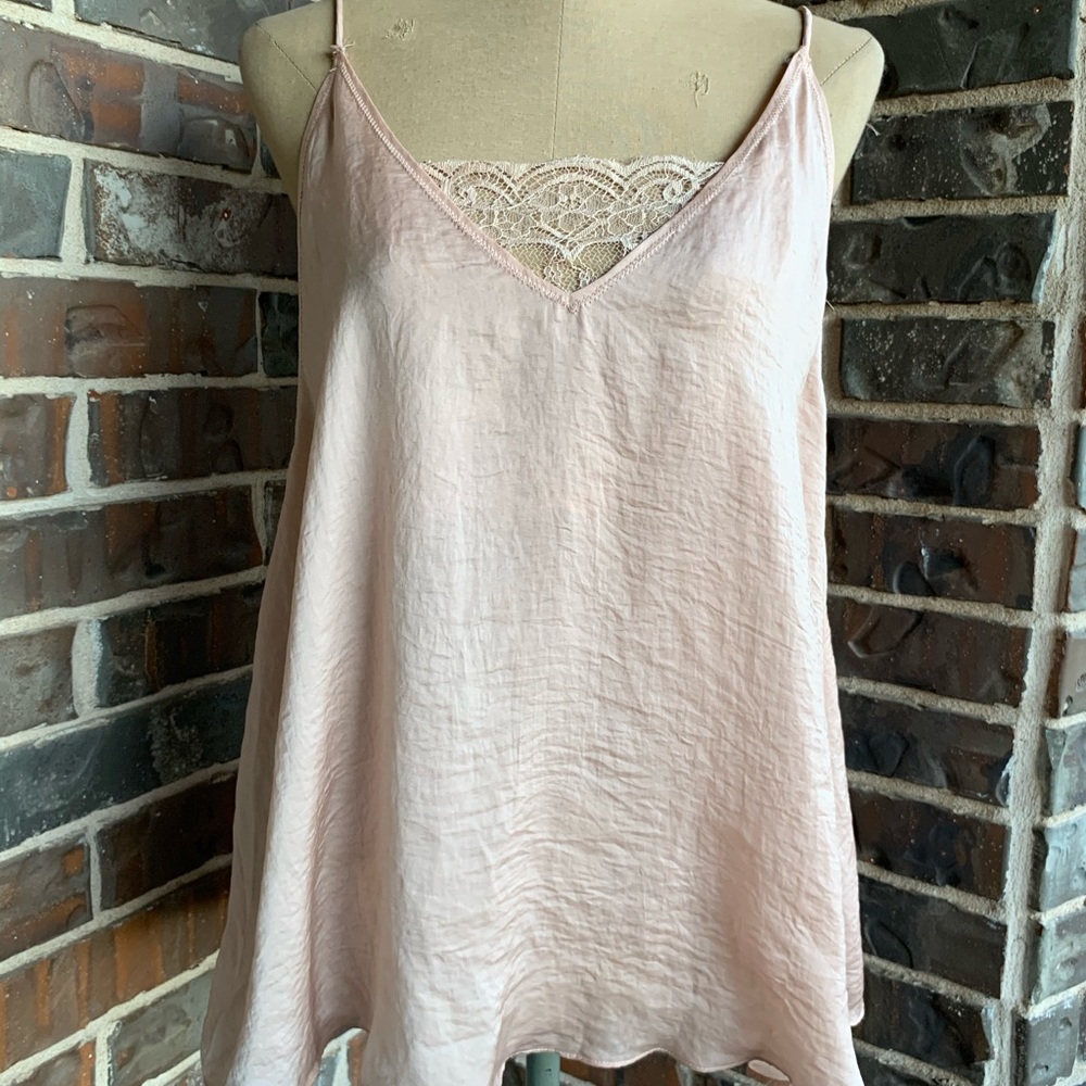 Pale Pink Lace Insert Cami Tank